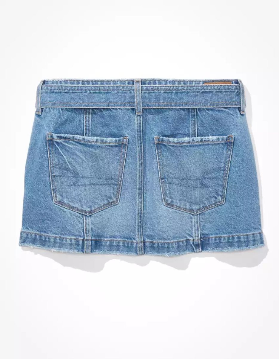 Jupes American Eagle AE Low-Rise Belted Denim Mini Lavage Femme | MEY-53055057